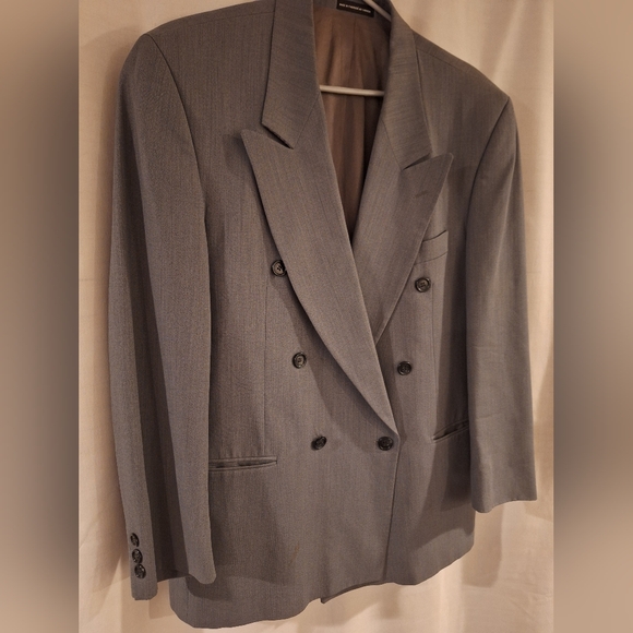 Oscar de la Renta - Men's Double Breasted Grey Blazer Size 40 Short - Picture 6 of 6